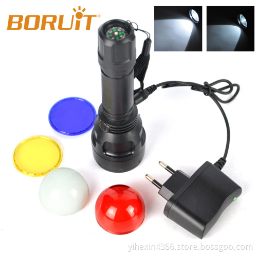 2017 Hot Sale Multifunctional Rechargeable Led Flashlight Colorful Light Compass For Camping
